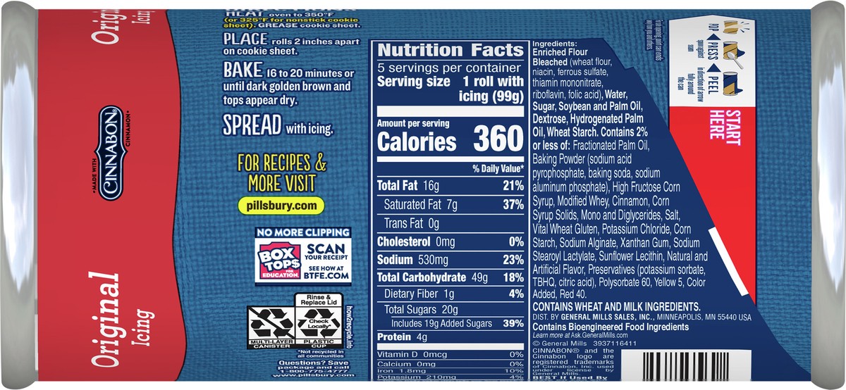 slide 9 of 13, Pillsbury Flaky Grands! Cinnamon Rolls with Cinnabon Cinnamon and Original Icing, Refrigerated Canned Pastry Dough, 5 ct, 17.5 oz, 5 ct