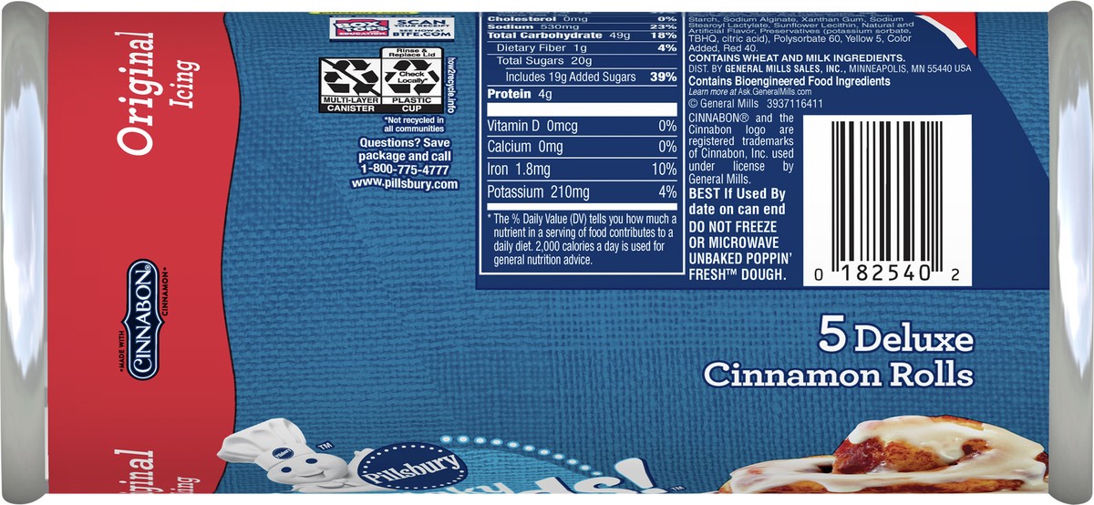 slide 8 of 13, Pillsbury Flaky Grands! Cinnamon Rolls with Cinnabon Cinnamon and Original Icing, Refrigerated Canned Pastry Dough, 5 ct, 17.5 oz, 5 ct