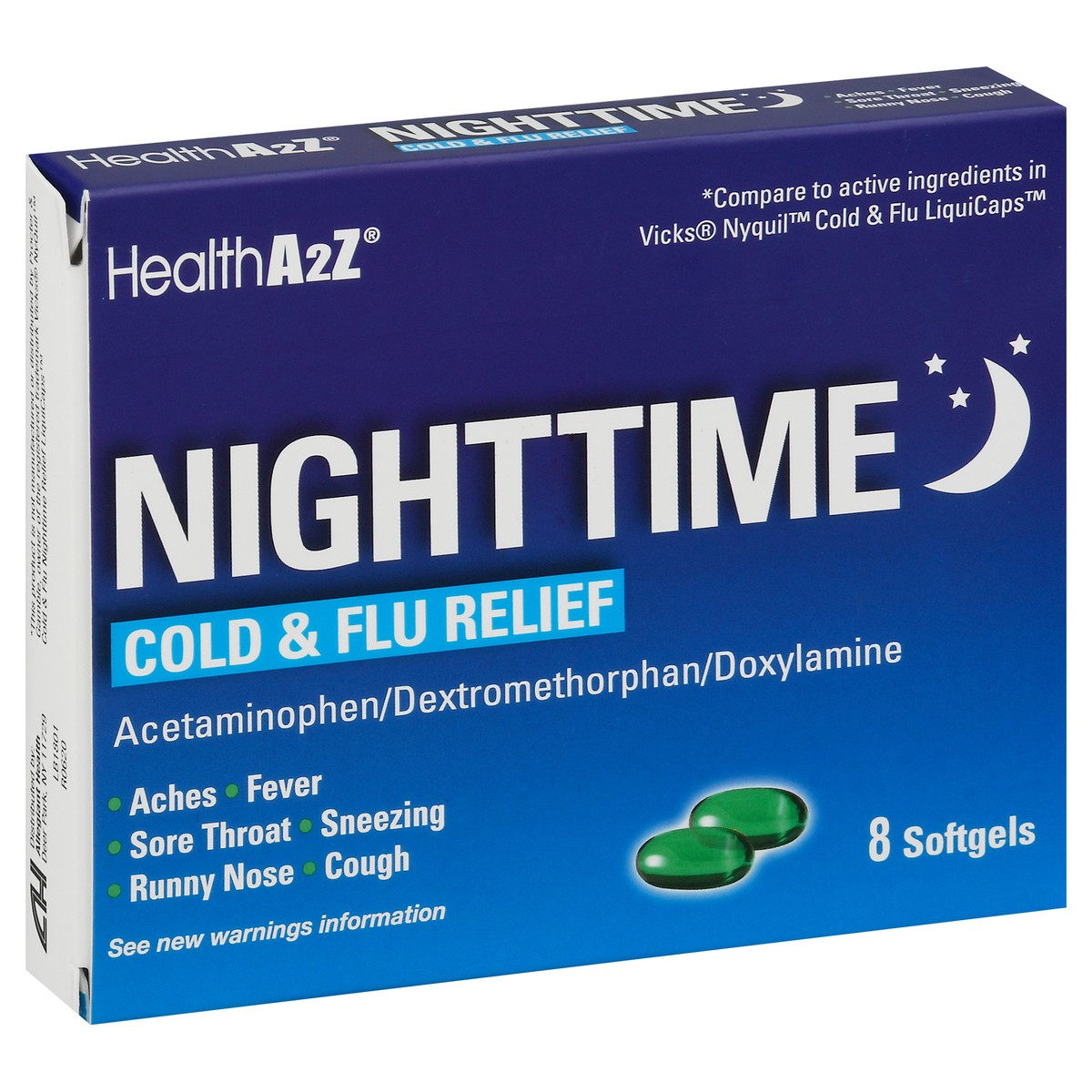 slide 8 of 13, HealthA2Z Softgels Nighttime Cold & Flu Relief 8 Softgels 8 ea, 8 ct