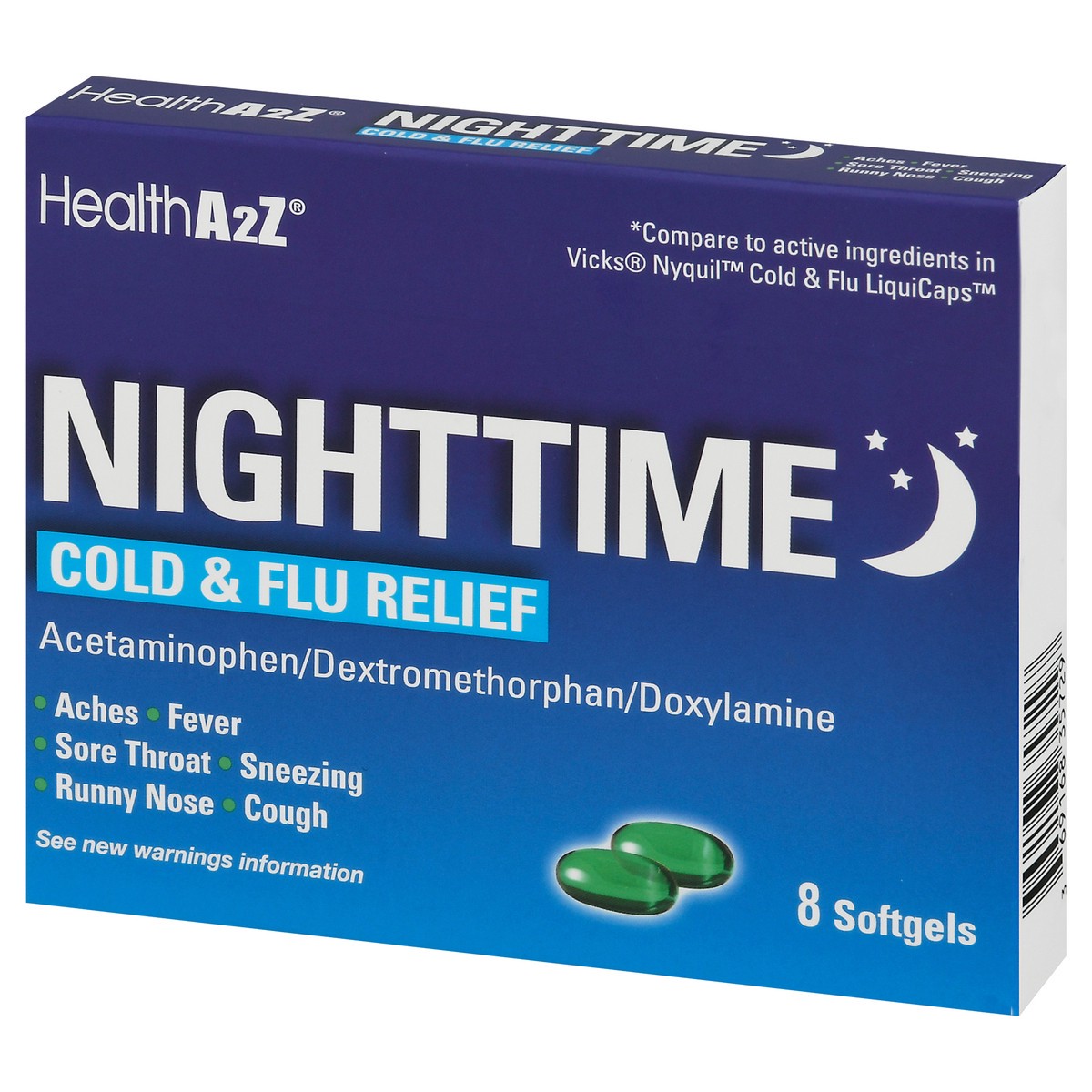 slide 11 of 13, HealthA2Z Softgels Nighttime Cold & Flu Relief 8 Softgels 8 ea, 8 ct