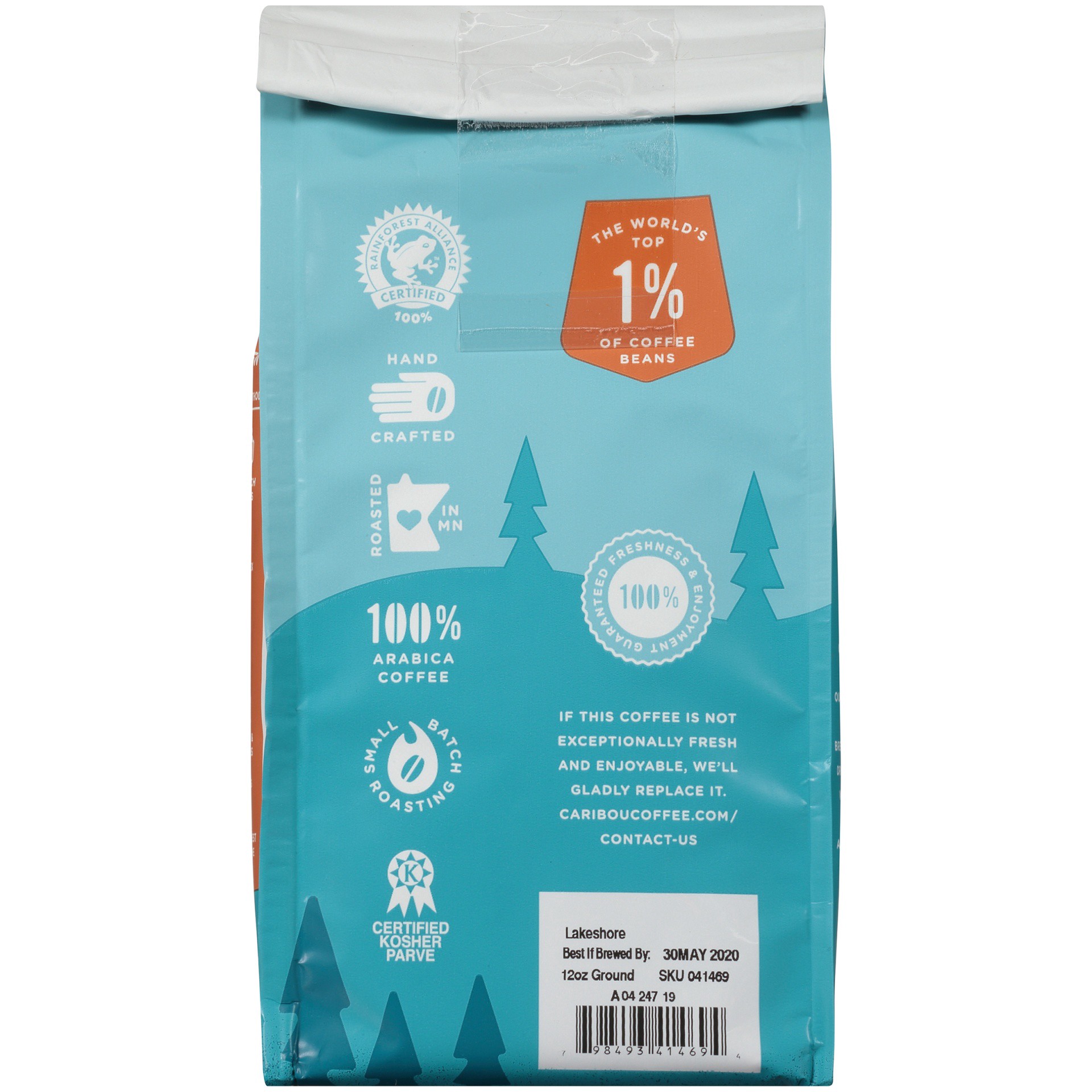 slide 5 of 7, Caribou Coffee Lakeshore Medium Roast Ground Coffee Bag- 12 oz, 12 oz