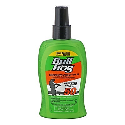 slide 1 of 1, BullFrog 2-In-1 Mosquito Coast Spray & Sunscreen SPF 50, 4.7 oz