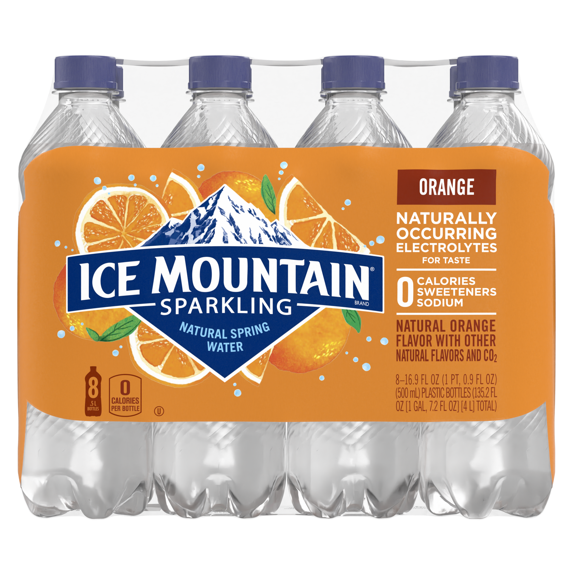 slide 2 of 5, Ice Mountain Sparkling Water, Orange, 16.9 oz. Bottles (8 Count), 16.9 oz