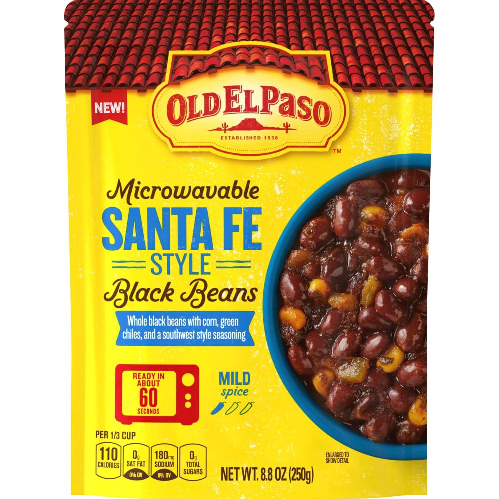 slide 2 of 2, Old El Paso Black Beans, Santa Fe Style, Microwavable Pouch, 8.8 oz, 8.80 oz
