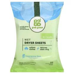 Grab Green Fragrance Free Wet Dryer Sheets