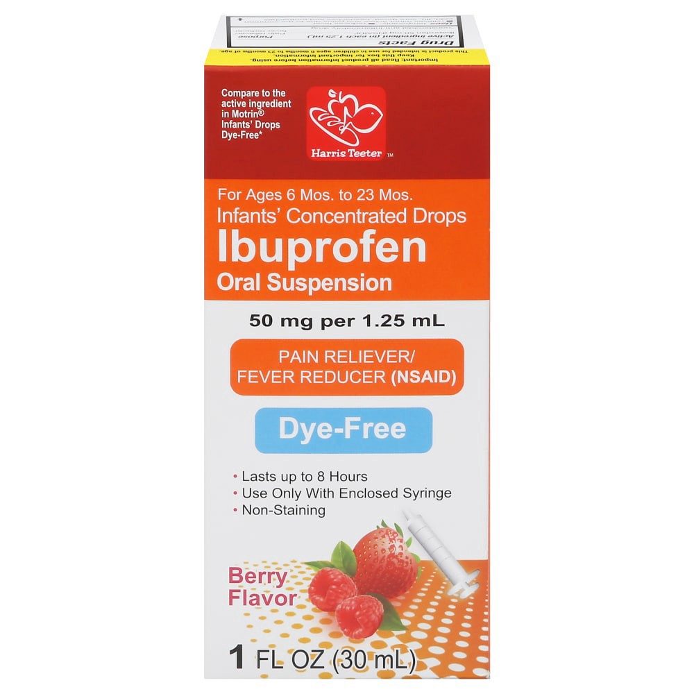 slide 3 of 5, Harris Teeter Dye Free Ibuprofen Berry Flavor Drops, 1 oz
