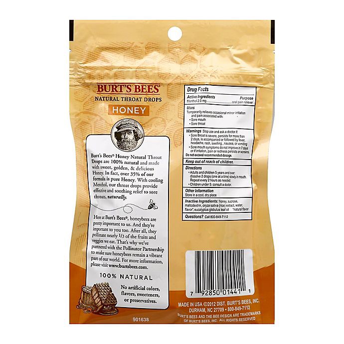 slide 2 of 2, Burt's Bees Honey Natural Throat Drops, 20 ct