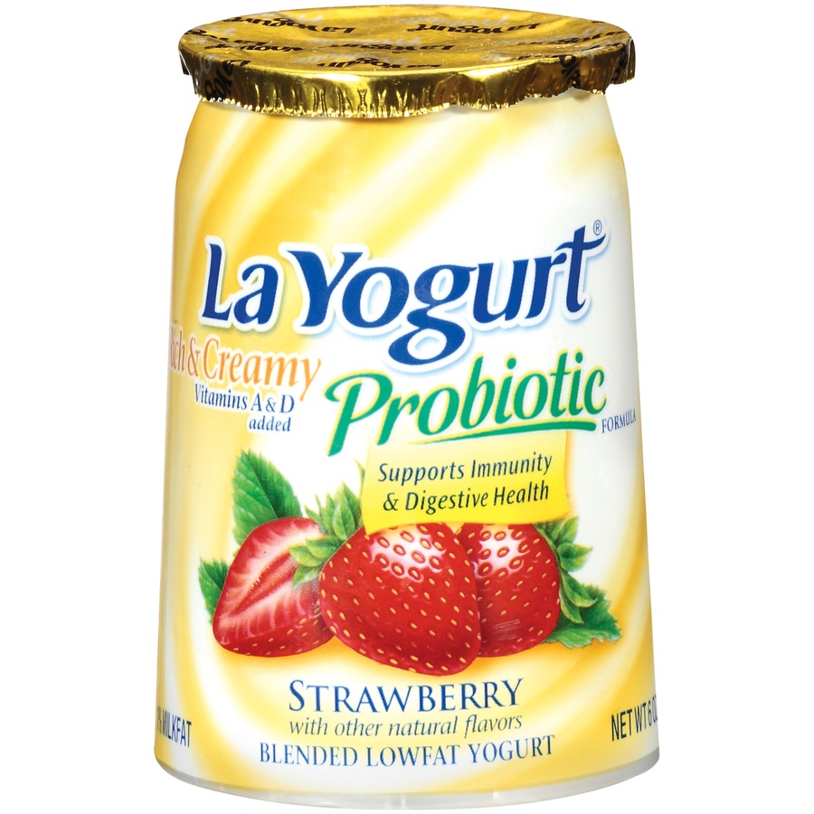 slide 1 of 1, La Yogurt Probiotic Strawberry Blended Lowfat Yogurt Rich & Creamy, 6 oz