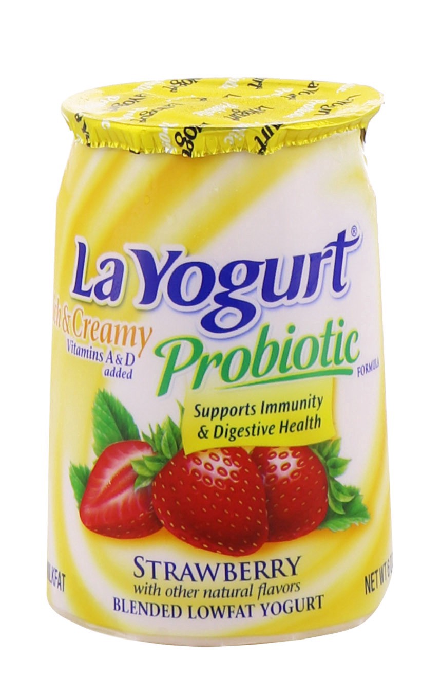 slide 1 of 1, La Yogurt Probiotic Strawberry Blended Lowfat Yogurt Rich & Creamy, 6 oz