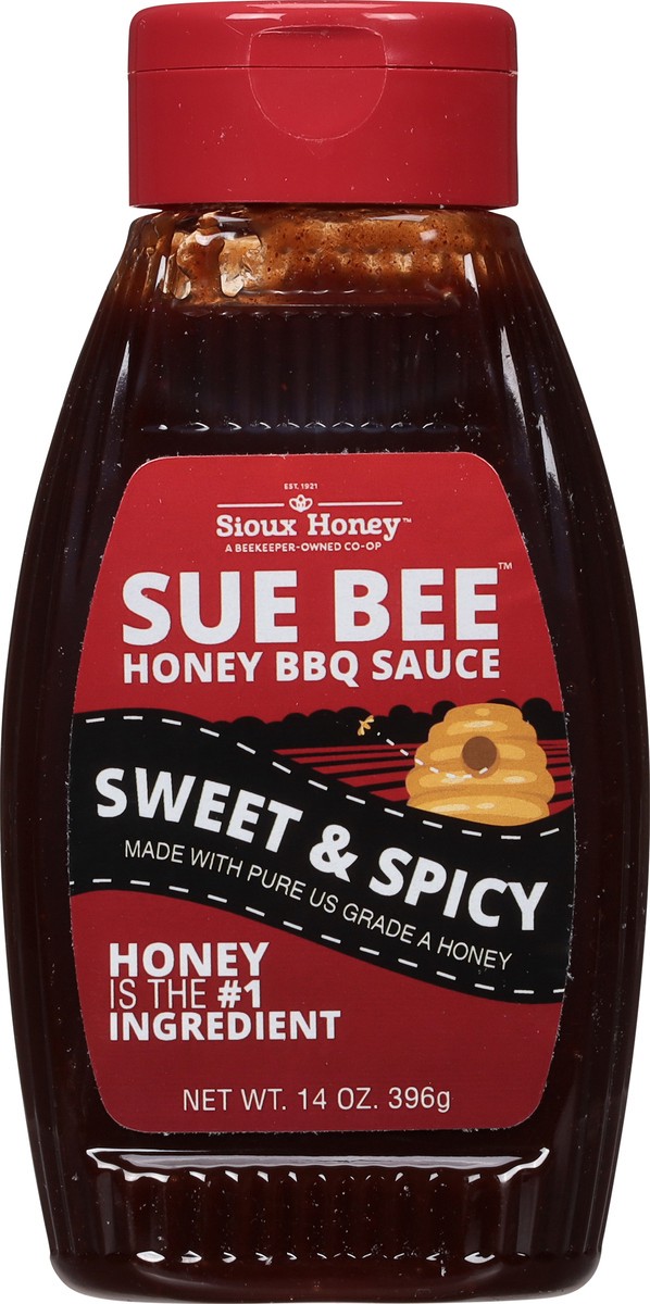 slide 4 of 9, Sue Bee Sweet & Spicy Honey BBQ Sauce 14 oz, 14 oz