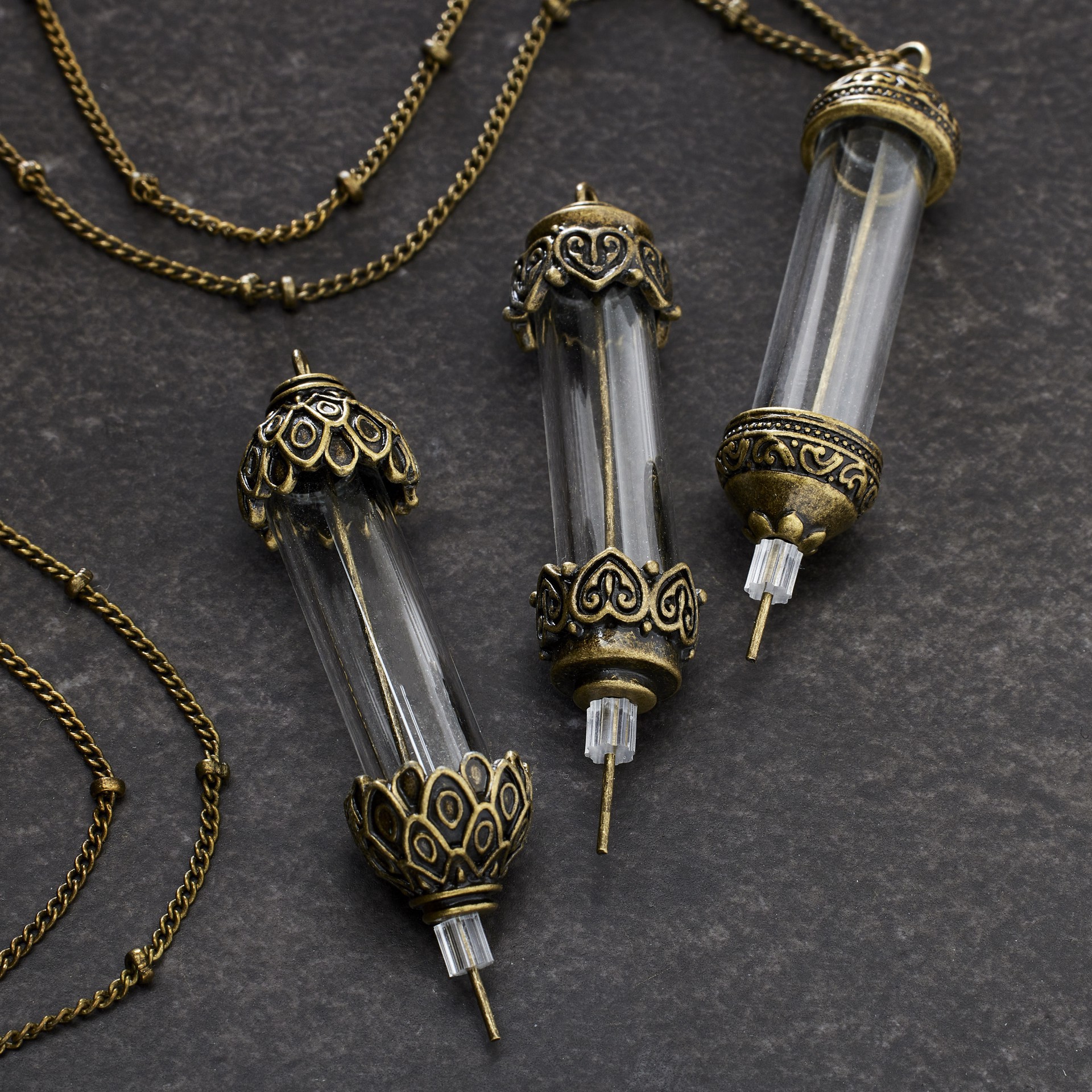 slide 3 of 3, Found Objects Vials By Bead Landing, 36mm x 7mm