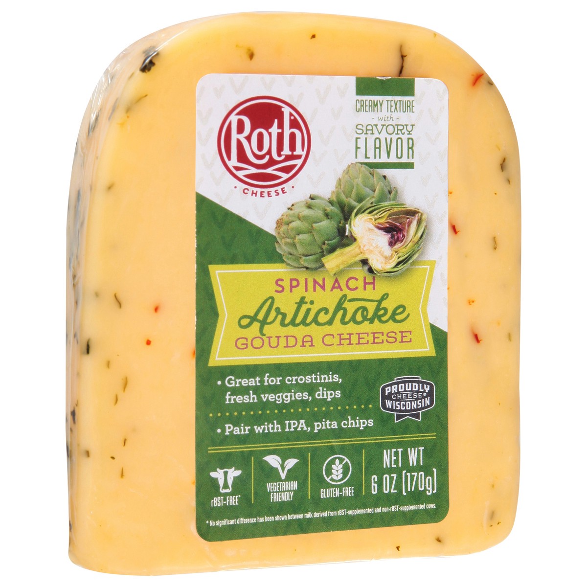 slide 4 of 9, Roth Cheese Spinach Artichoke Gouda Cheese 6 oz, 