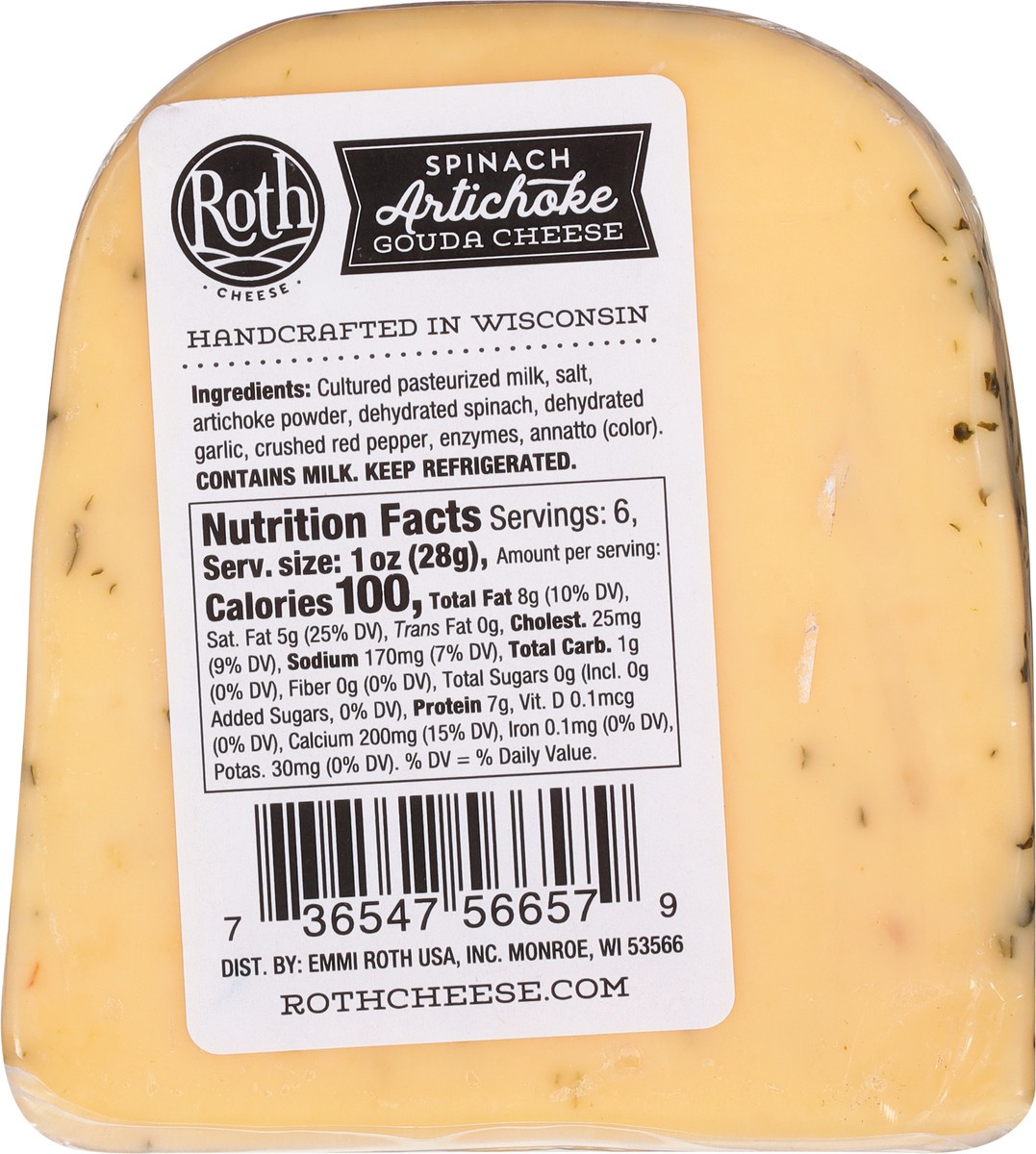 slide 7 of 9, Roth Cheese Spinach Artichoke Gouda Cheese 6 oz, 
