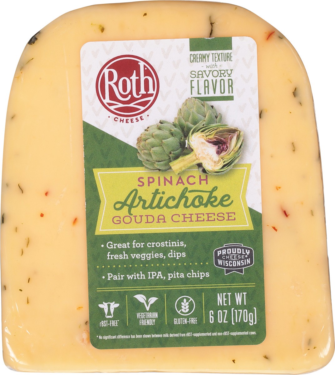 slide 8 of 9, Roth Cheese Spinach Artichoke Gouda Cheese 6 oz, 