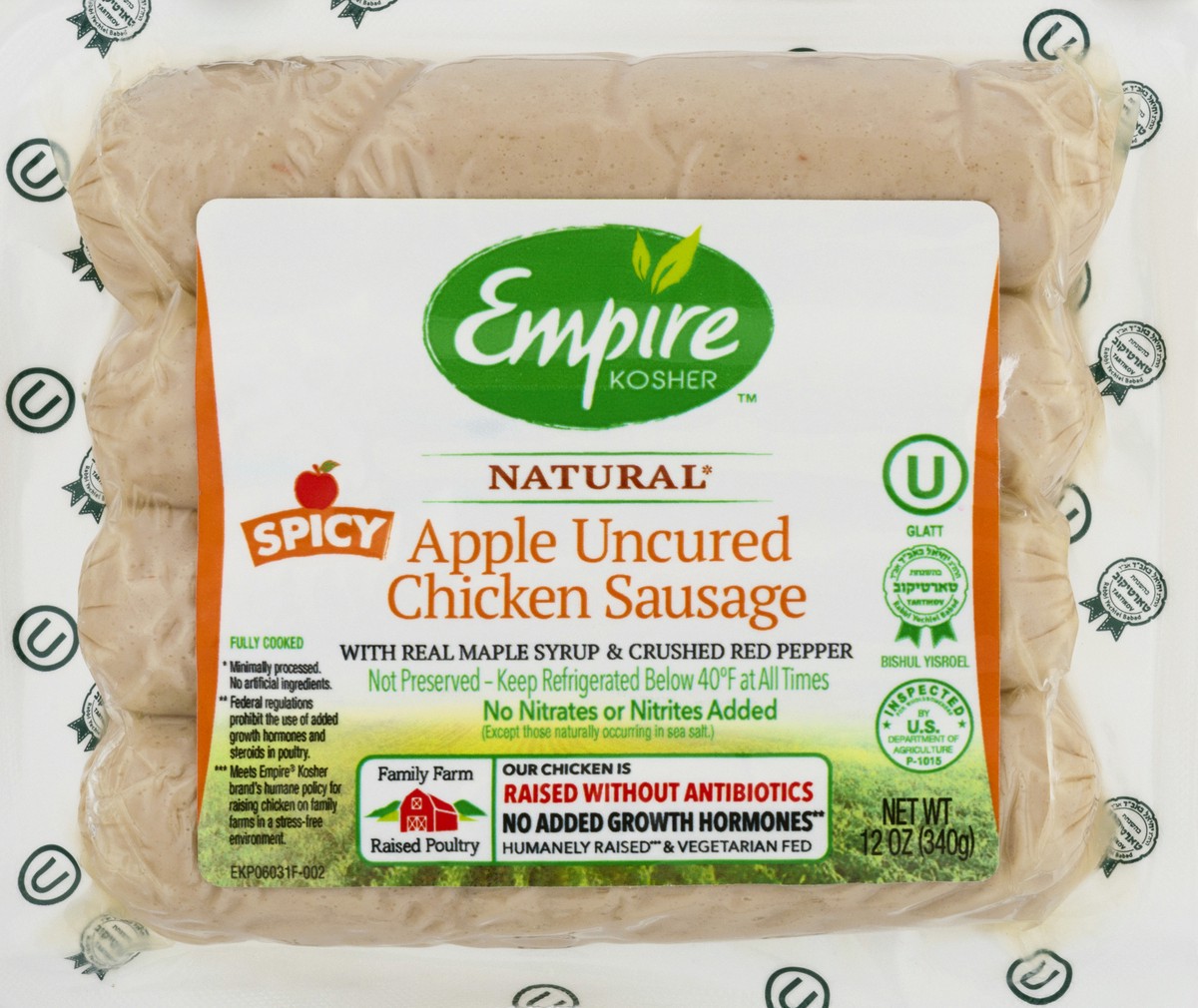 slide 6 of 9, Empire Kosher Natural Apple Uncured Spicy Chicken Sausage 12 oz, 12 oz