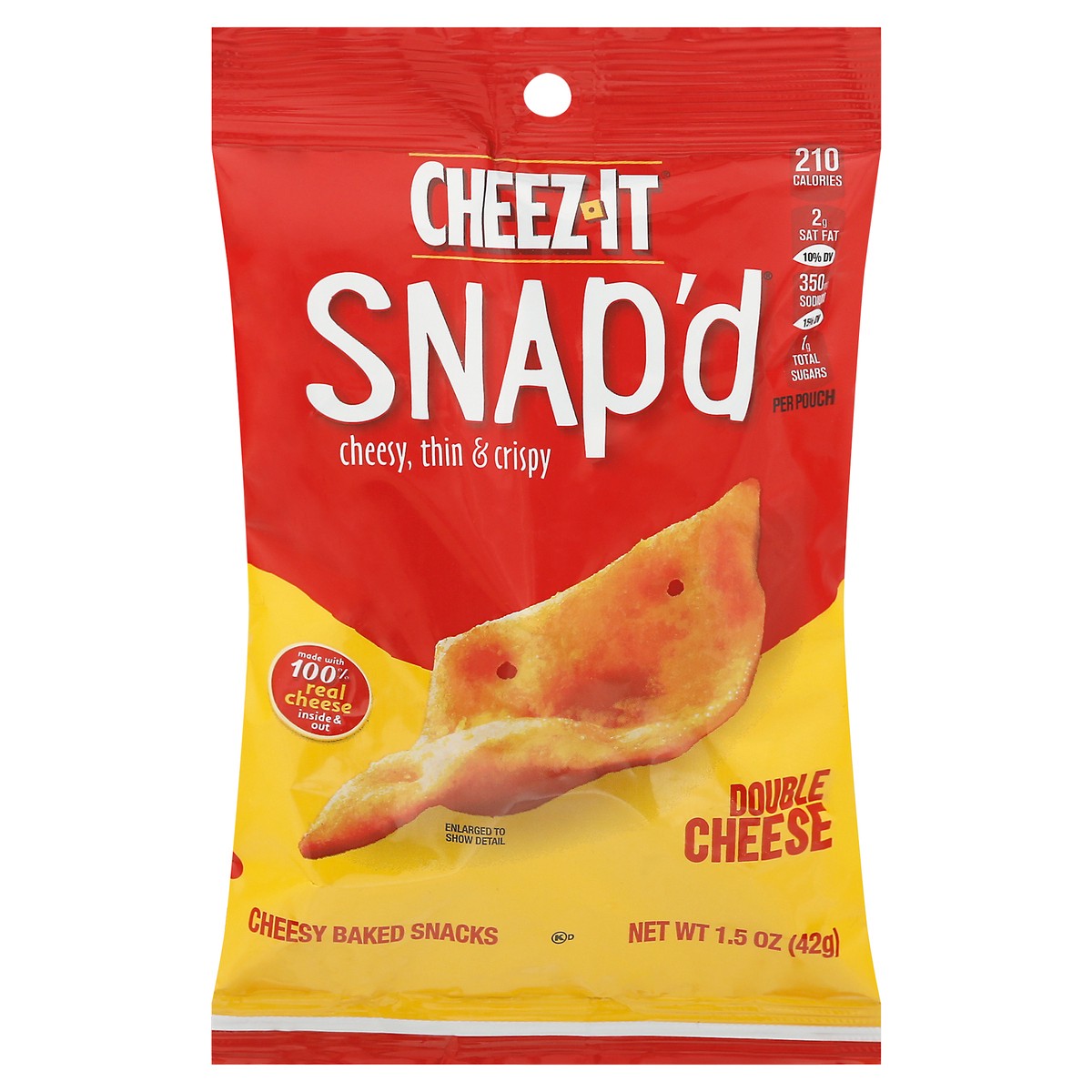 slide 2 of 14, Cheez-It Snap'd Cheese Cracker Chips, Thin Crisps, Lunch Snacks, Double Cheese, 1.5oz Pouch, 1 Pouch, 1.5 oz