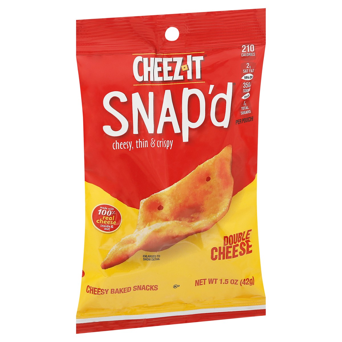 slide 7 of 14, Cheez-It Snap'd Cheese Cracker Chips, Thin Crisps, Lunch Snacks, Double Cheese, 1.5oz Pouch, 1 Pouch, 1.5 oz