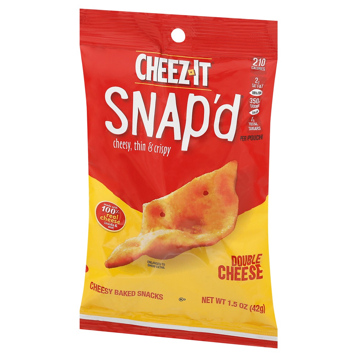 slide 10 of 14, Cheez-It Snap'd Cheese Cracker Chips, Thin Crisps, Lunch Snacks, Double Cheese, 1.5oz Pouch, 1 Pouch, 1.5 oz