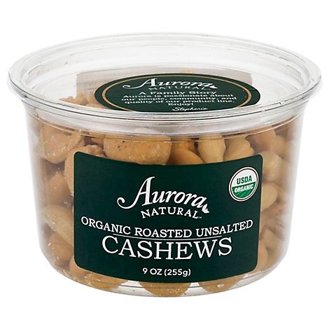 slide 1 of 1, Aurora Organic Cashew Unsalted, 9 oz