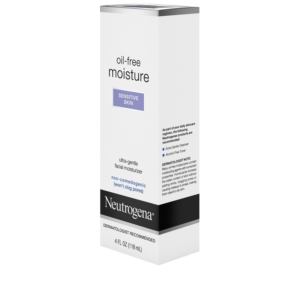 slide 4 of 7, Neutrogena Oil-Free Moisture Daily Hydrating Face Moisturizer for Sensitive Skin, Fast Absorbing Ultra-Gentle Lightweight Face Lotion Moisturizer with Glycerin, Non-Comedogenic, 4 fl. oz, 4 fl oz