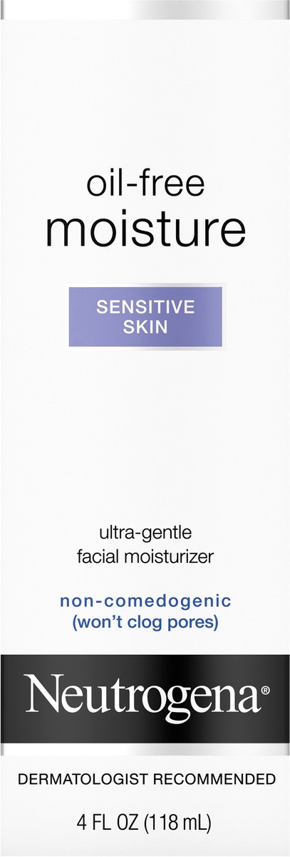 slide 3 of 7, Neutrogena Oil-Free Moisture Daily Hydrating Face Moisturizer for Sensitive Skin, Fast Absorbing Ultra-Gentle Lightweight Face Lotion Moisturizer with Glycerin, Non-Comedogenic, 4 fl. oz, 4 fl oz
