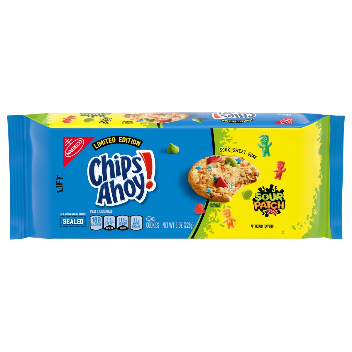 slide 1 of 9, CHIPS AHOY! Cookies with SOUR PATCH KIDS Candy, Limited Edition, 8 oz, 0.5 lb