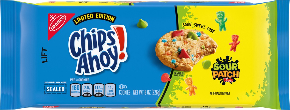 slide 4 of 9, CHIPS AHOY! Cookies with SOUR PATCH KIDS Candy, Limited Edition, 8 oz, 0.5 lb