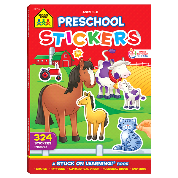 slide 1 of 1, School Zone Preschool Stickers Workbook, 1 ct
