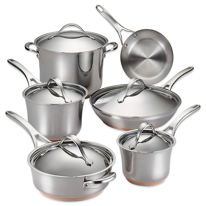 slide 1 of 5, Anolon Nouvelle Copper Stainless Steel Cookware Set, 11 ct