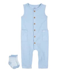 Carter's Baby 2-Piece Jumpsuit & Sock Set - Blue - 12M