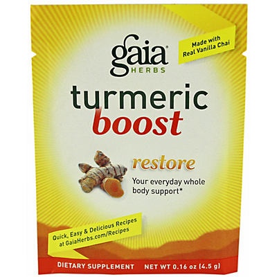 slide 1 of 1, Gaia Herbs Turmeric Boost Restore Single Serve Packet, 0.16 oz