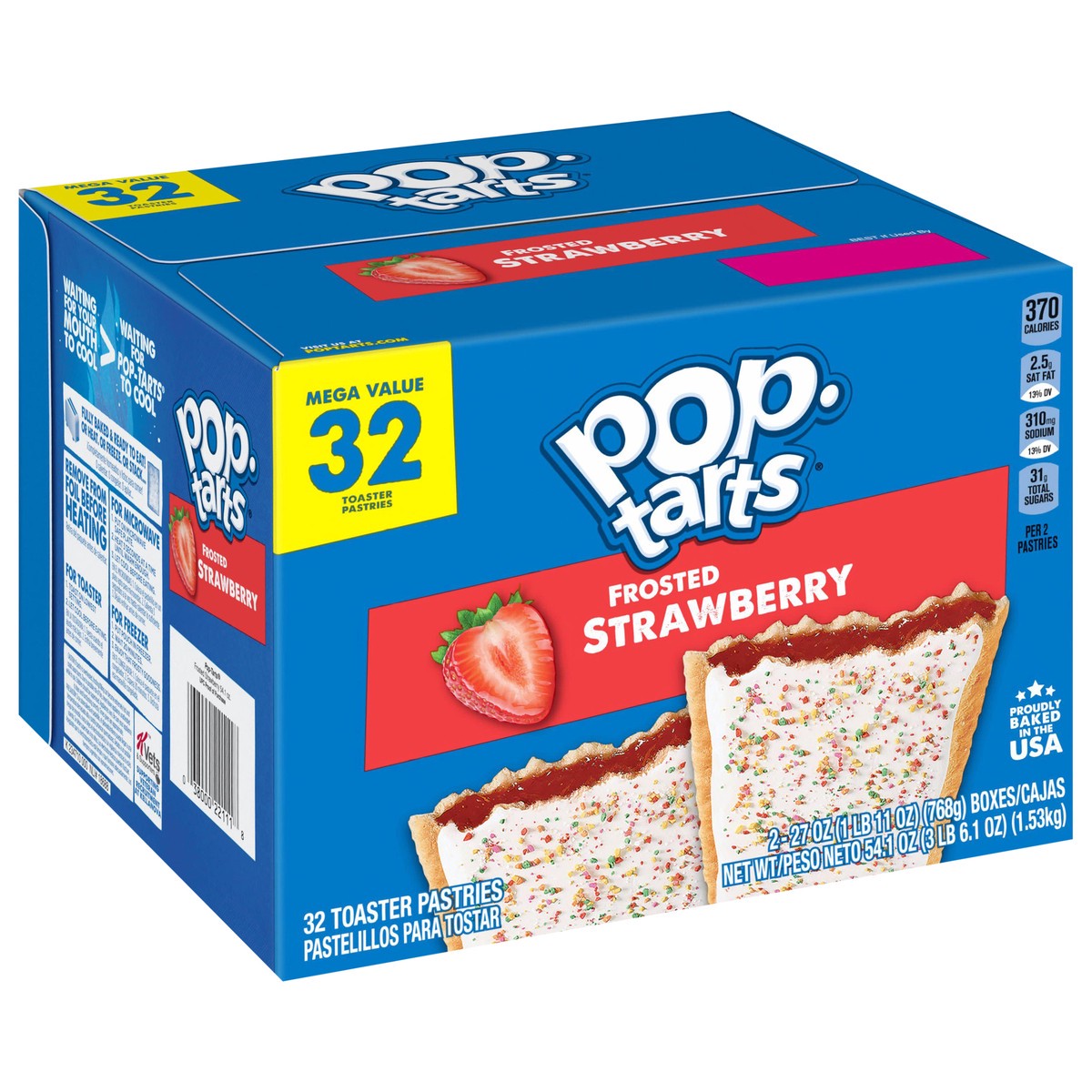 slide 1 of 4, Pop-Tarts Frosted Strawberry Toaster Pastries, 2 ct