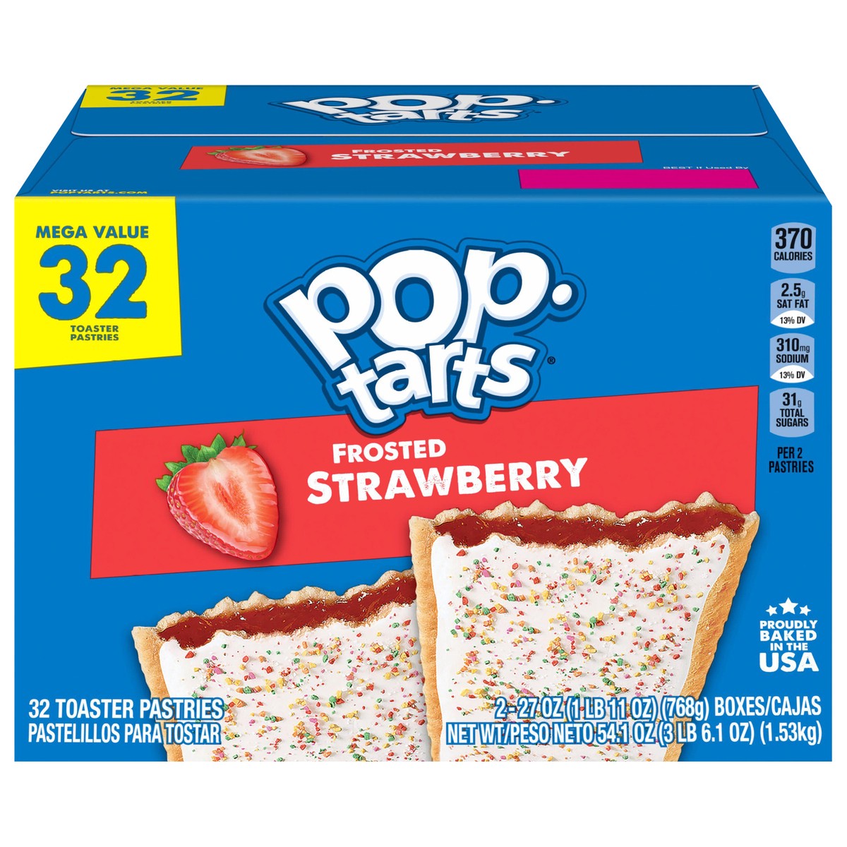 slide 2 of 4, Pop-Tarts Frosted Strawberry Toaster Pastries, 2 ct