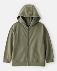 Boys Zip-Up Hoodie - Green Olive 12