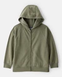 Boys Zip-Up Hoodie - Green Olive 12