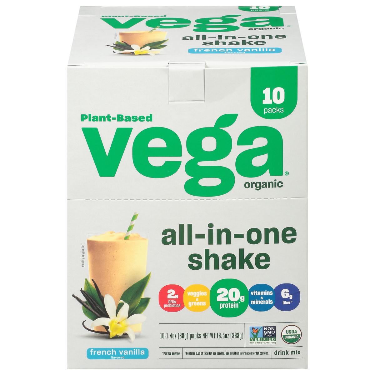 slide 1 of 12, Vega Organic French Vanilla Flavored Drink Mix 10 - 1.4 oz Packs, 10 ct