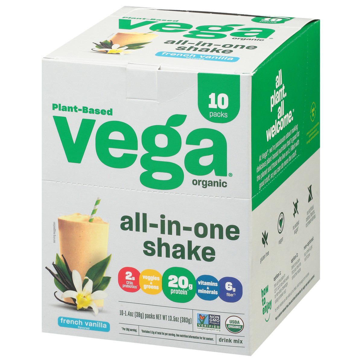 slide 12 of 12, Vega Organic French Vanilla Flavored Drink Mix 10 - 1.4 oz Packs, 10 ct