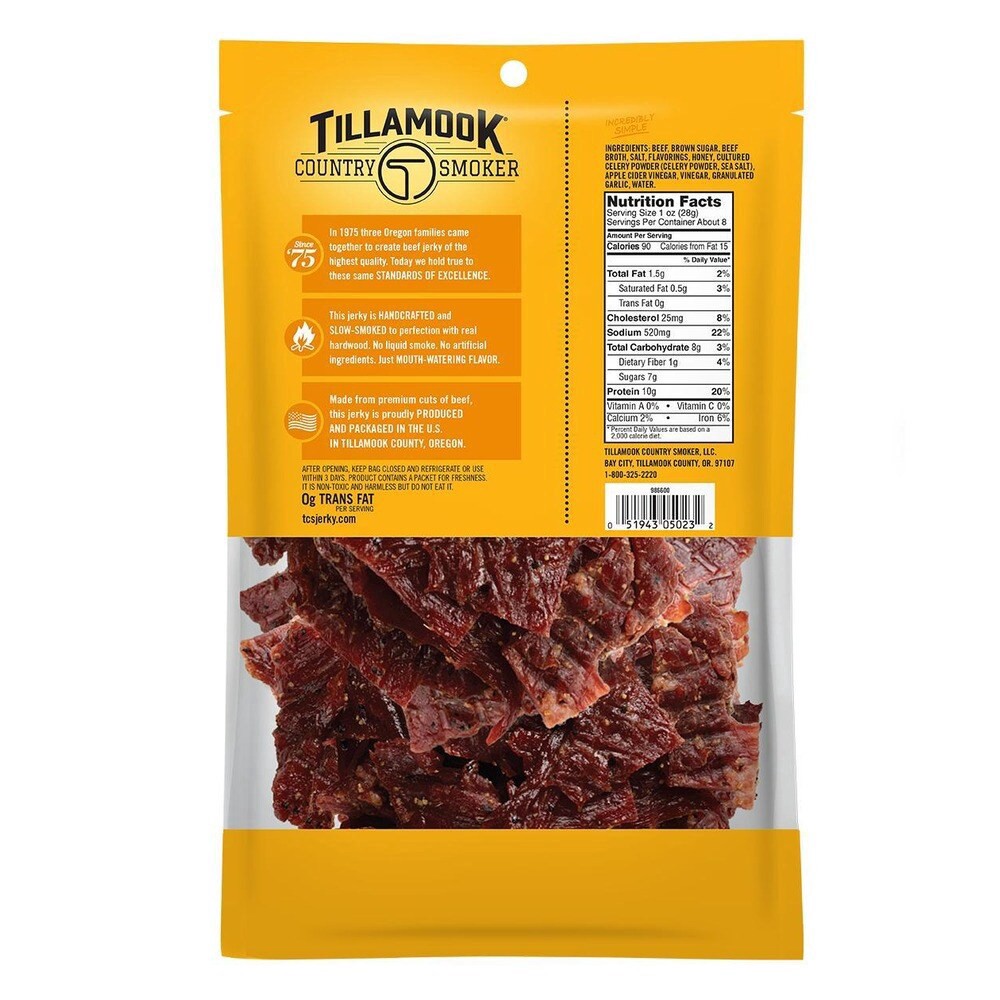slide 2 of 2, Tillamook Jerky Honey Glazed, 8 oz