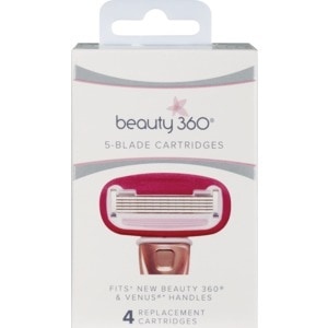 slide 1 of 1, Beauty 360 5-Blade Replacement Cartridges, 4 Ct, 4 ct