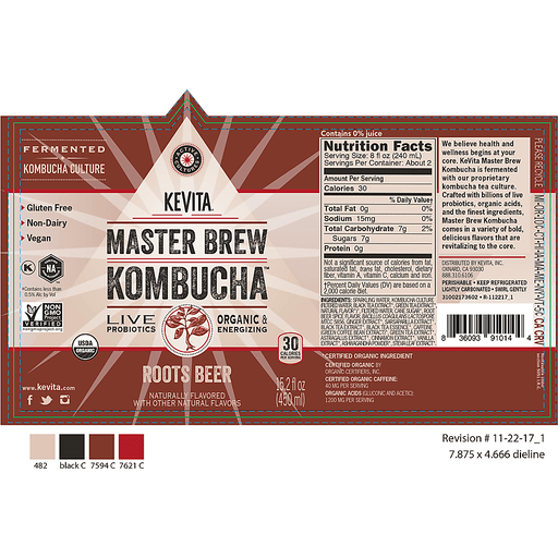 slide 3 of 3, KeVita Master Brew Kombucha Roots Beer, 15.2 fl oz