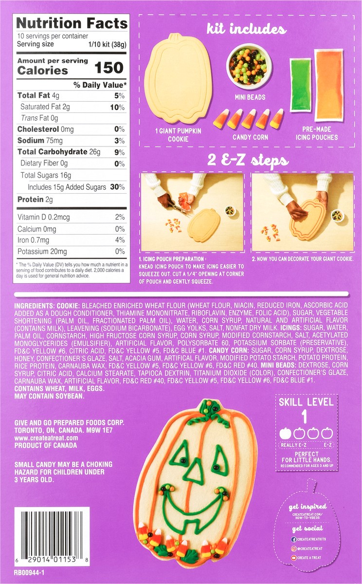 slide 9 of 12, Create A Treat Pumpkin Cookie Cookie Kit Giant 13.4 oz, 13.4 oz
