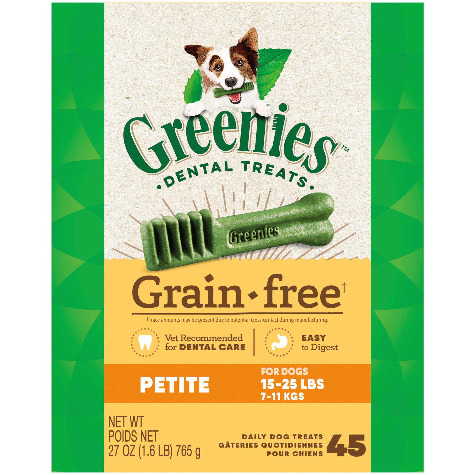 slide 1 of 7, GREENIES Grain Free Petite Natural Dog Dental Care Chews Oral Health Dog Treats Pack (45 Treats, 27 oz