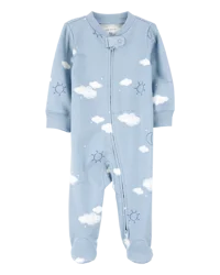 Carter's Baby Cloud Print 2-Way Zip Cotton Sleep & Play Pajamas - Blue Blue 6M
