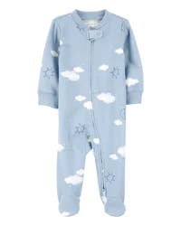 Carter's Baby Cloud Print 2-Way Zip Cotton Sleep & Play Pajamas - Blue Blue 6M