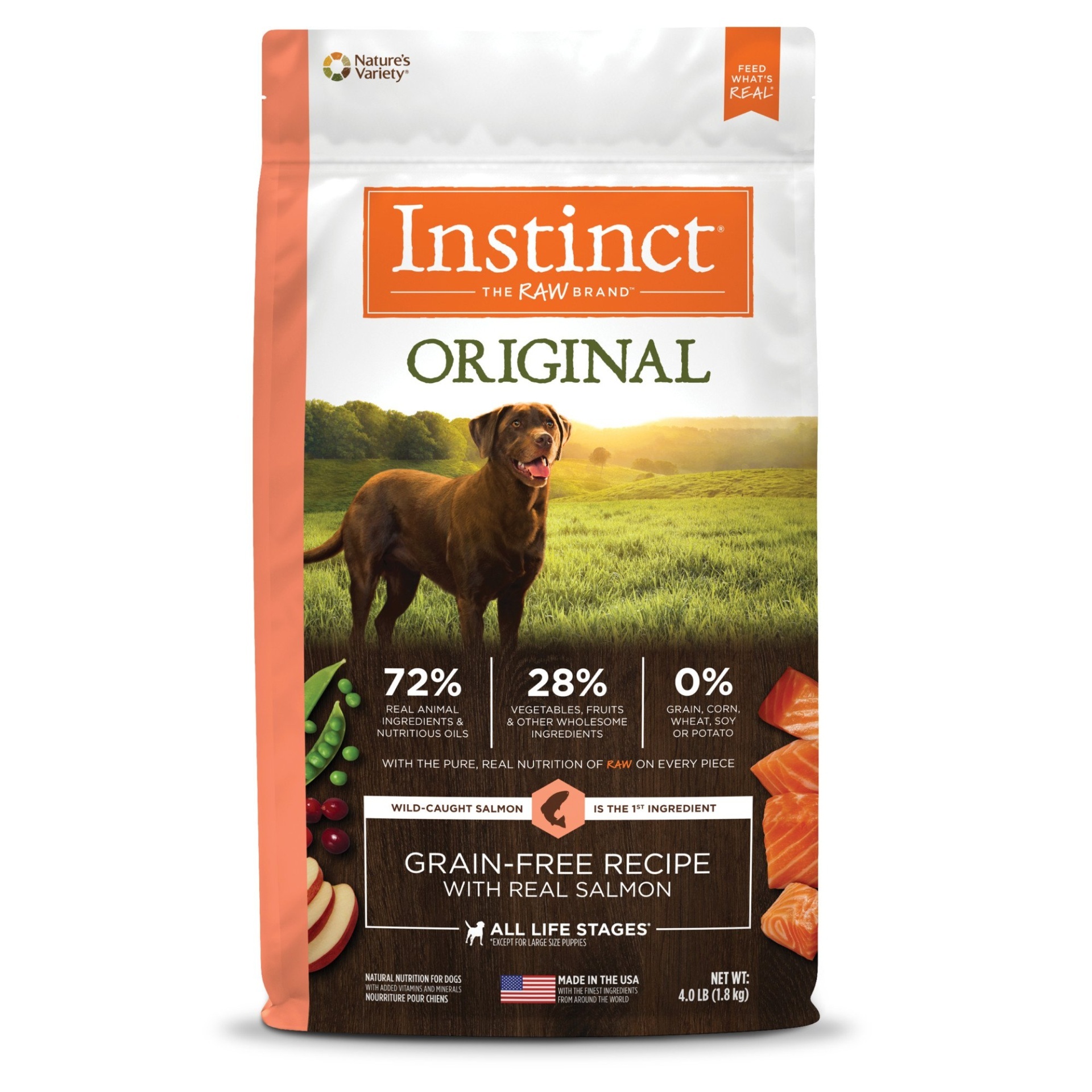 slide 1 of 1, Nature's Variety Instinct Original Grain Free Recipe with Real Salmon Natural Dry Dog Food, 4 lb