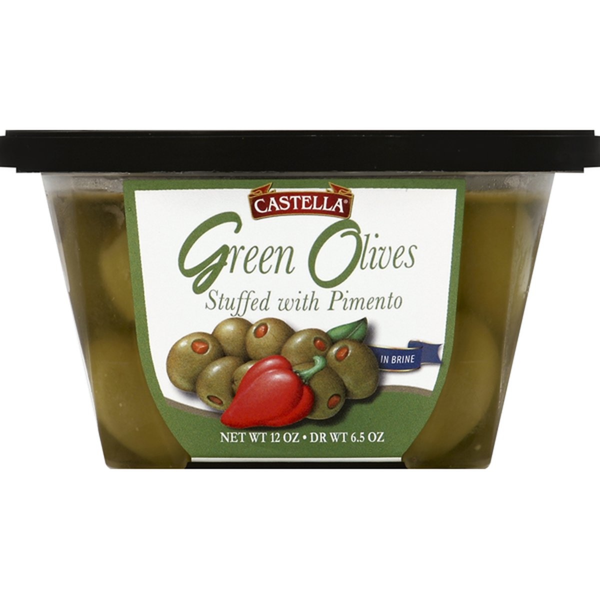 slide 1 of 1, Castella Green Olives Stuffed With Pimento In Brine, 12 oz