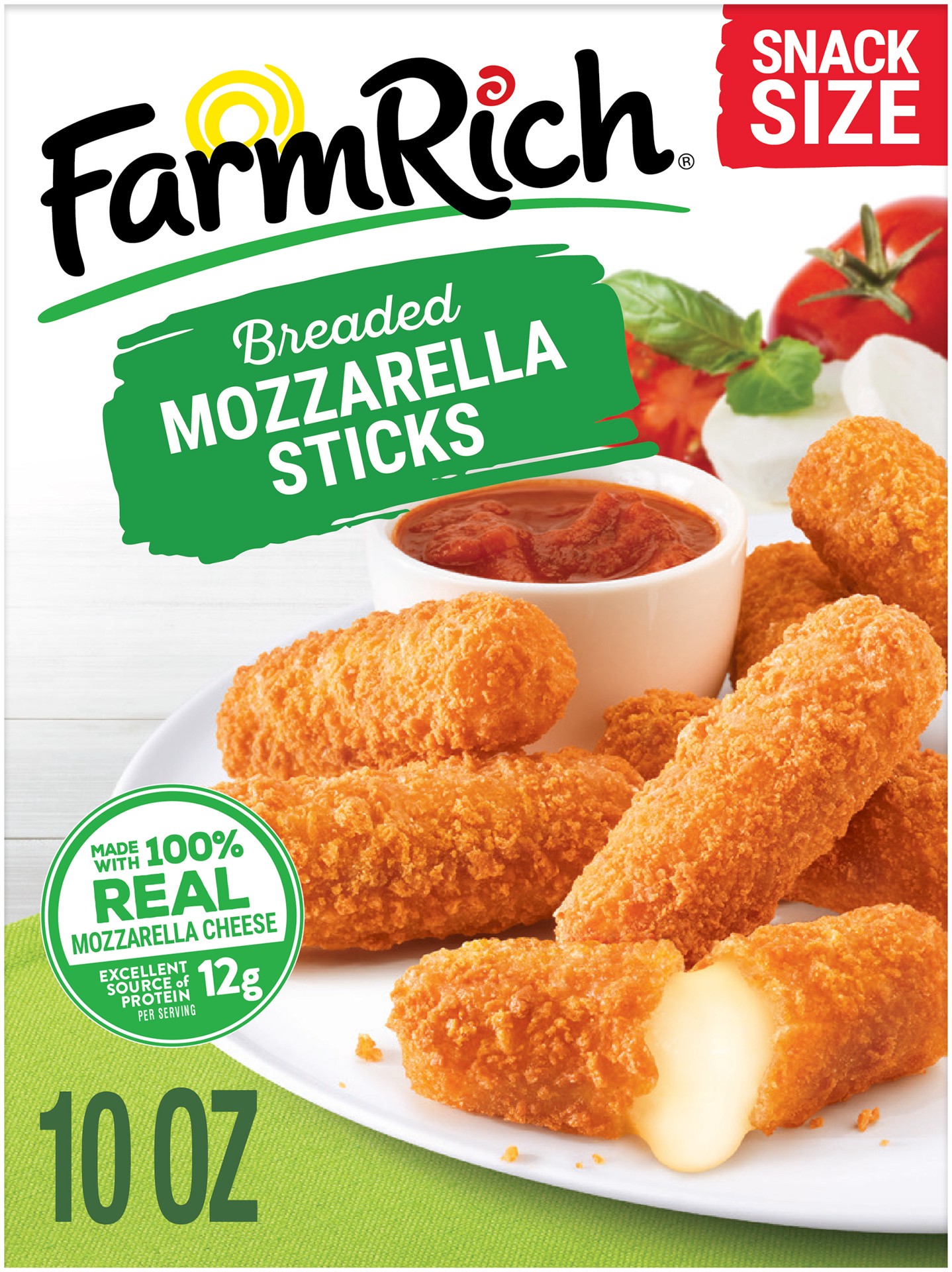 slide 1 of 11, Farm Rich Breaded Snack Size Mozzarella Sticks Includes Sauce, 0.28 kg