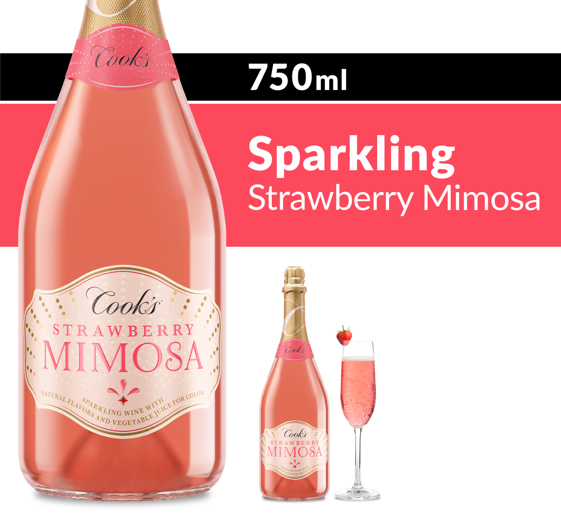 slide 7 of 9, Cook's California Champagne Strawberry Mimosa California Sparkling White Wine, 750 ml
