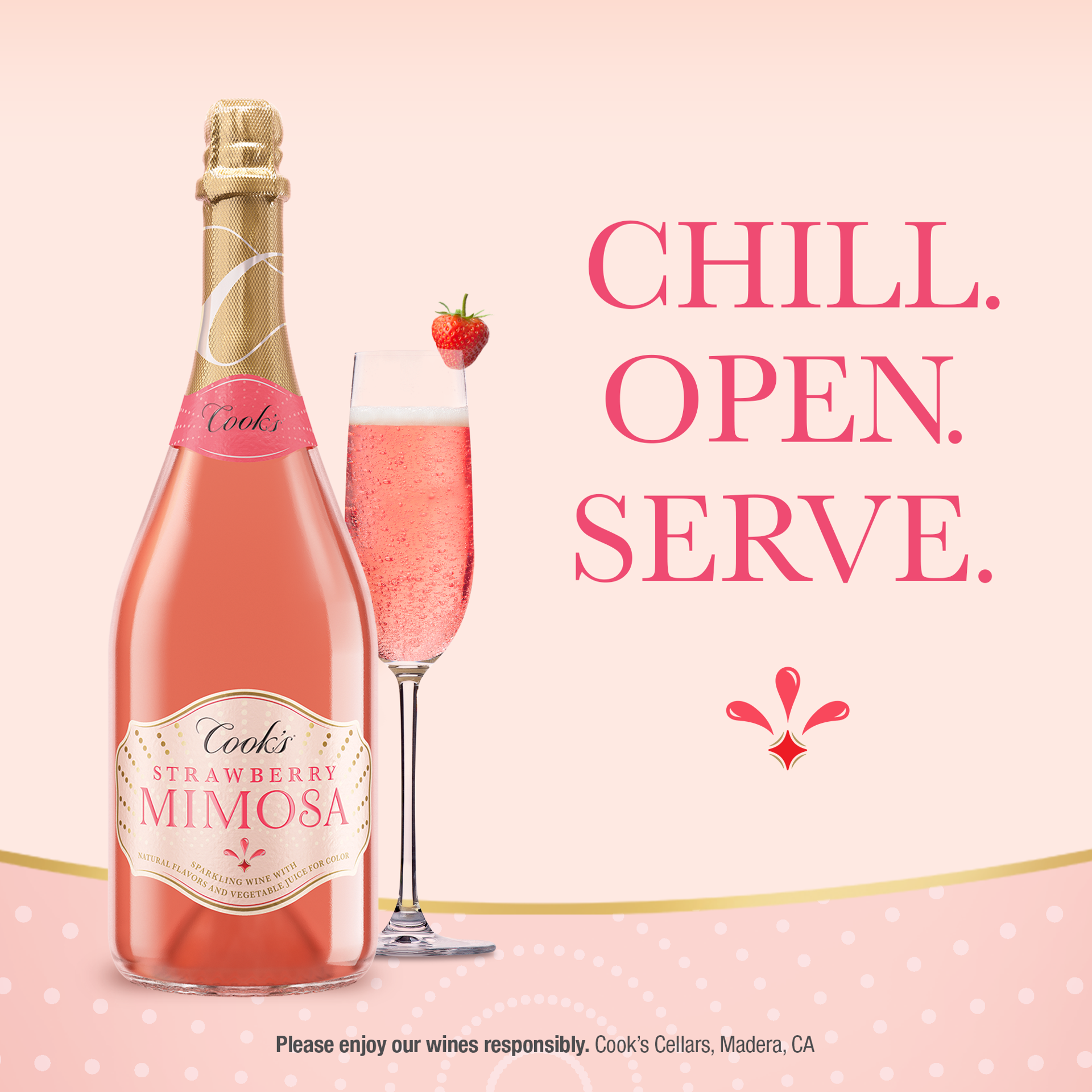 slide 9 of 9, Cook's California Champagne Strawberry Mimosa California Sparkling White Wine, 750 ml