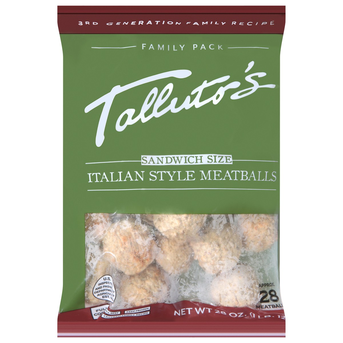 slide 1 of 14, Talluto's Sandwich Size Italian Style Meatballs Family Pack 28 oz, 28 oz